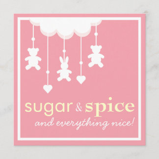 Sugar & Spice Girl Baby Shower Invitation
