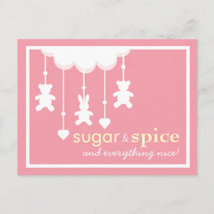 Sugar & Spice Girl Baby Shower Postcard