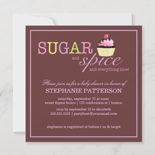 Sugar &amp; Spice It's a Girl Baby Shower Invitation