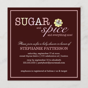 Sugar & Spice It's a Girl Baby Shower Invitation