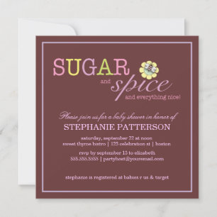 Sugar & Spice It's a Girl Baby Shower Invitation