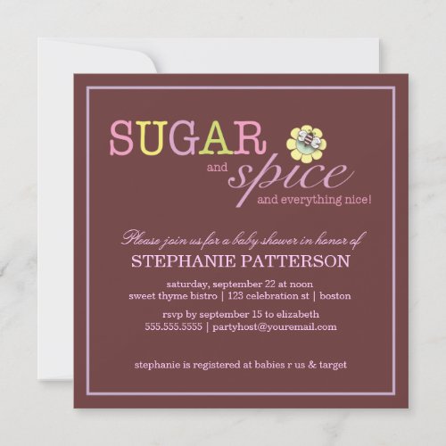 Sugar &amp; Spice It's a Girl Baby Shower Invitation