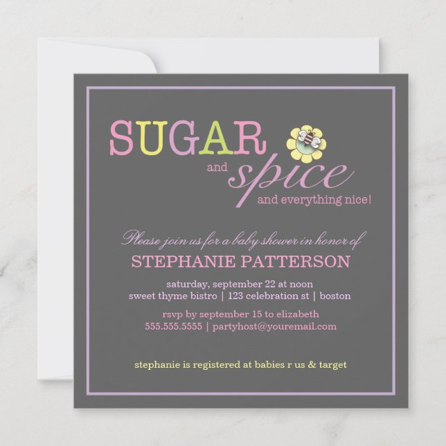 Sugar & Spice It's a Girl Baby Shower Invitation (Front)