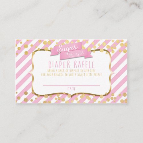 Sugar  Spice Pink  Gold DIAPER RAFFLE CARD