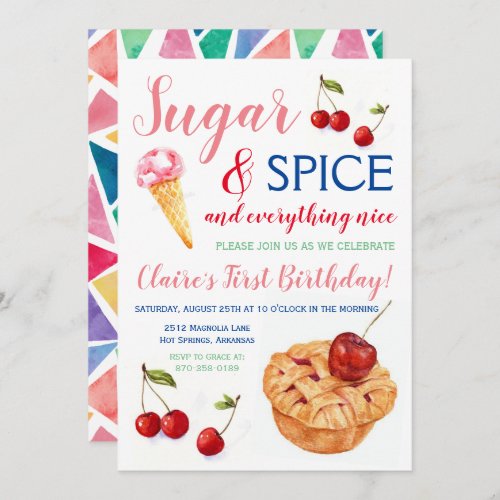 Sugar  Spice Sweet Birthday Invitation