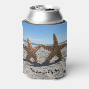 Sugar Starfish on the Beach - Personalized Can Cooler