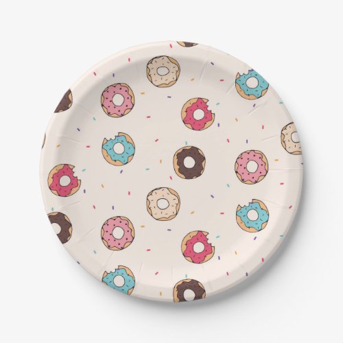 Sugar Sweet Donut Pattern Paper Plates