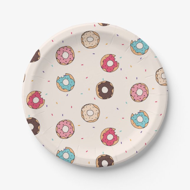 Sugar Sweet Donut Pattern Paper Plates (Front)