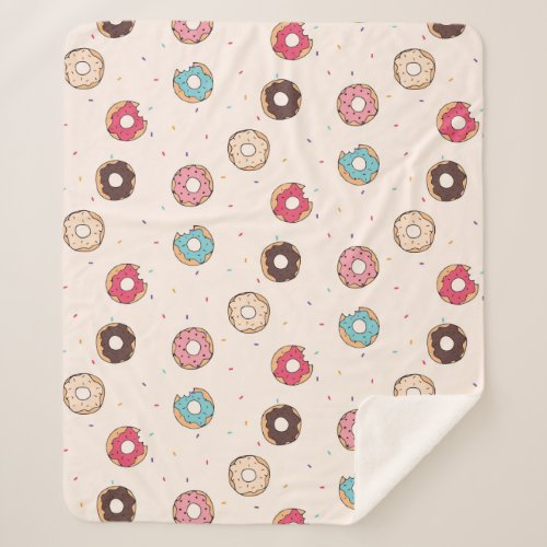 Sugar Sweet Donut Pattern Sherpa Blanket