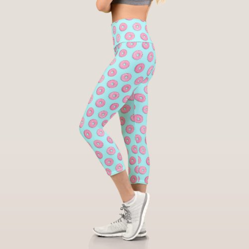 Sugar Sweet Pink Glazed Donuts Capri Leggings