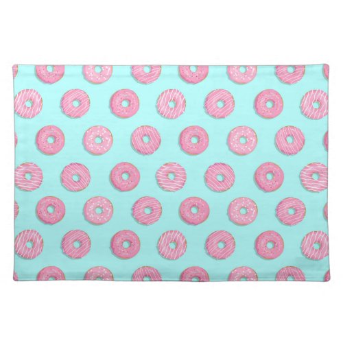 Sugar Sweet Pink Glazed Donuts Cloth Placemat