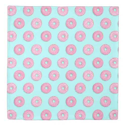 Sugar Sweet Pink Glazed Donuts Duvet Cover