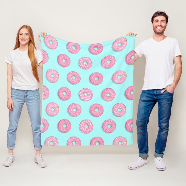 Sugar Sweet Pink Glazed Donuts Fleece Blanket (In Situ)