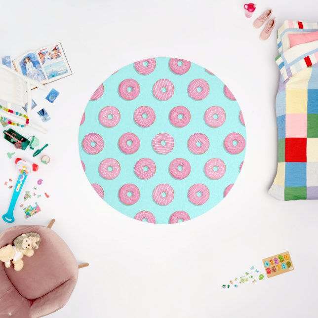 Sugar Sweet Pink Glazed Donuts Outdoor Rug (Insitu (Babyroom))