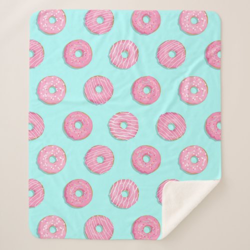 Sugar Sweet Pink Glazed Donuts Sherpa Blanket