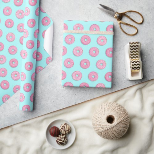 Sugar Sweet Pink Glazed Donuts Wrapping Paper