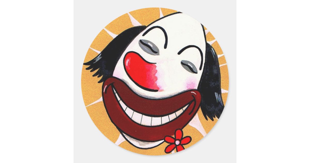 Sugar Weasel The Clown Cartoon Head Classic Round Sticker