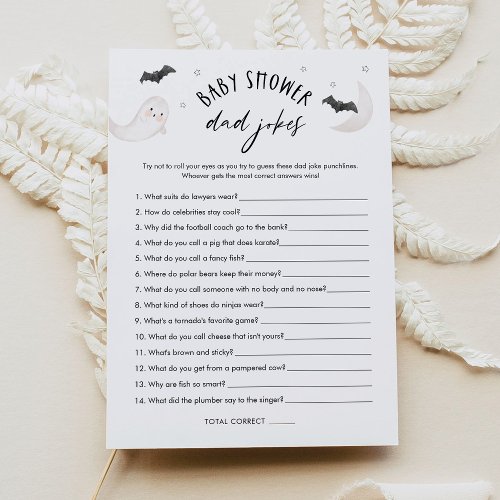 SUGARBOO Halloween Dad Jokes Baby Shower Game Card