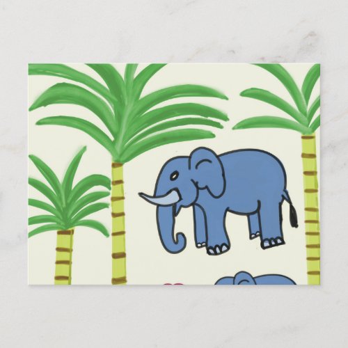 sugarcane crop and elephant postcard