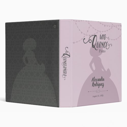 Sugared Plum Purple Charro Silhouette Quinceanera 3 Ring Binder