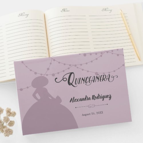 Sugared Plum Purple Charro Silhouette Quinceanera Guest Book