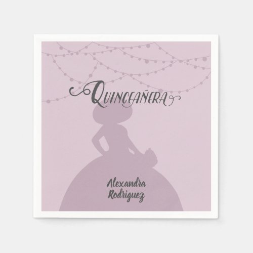 Sugared Plum Purple Charro Silhouette Quinceanera Napkins