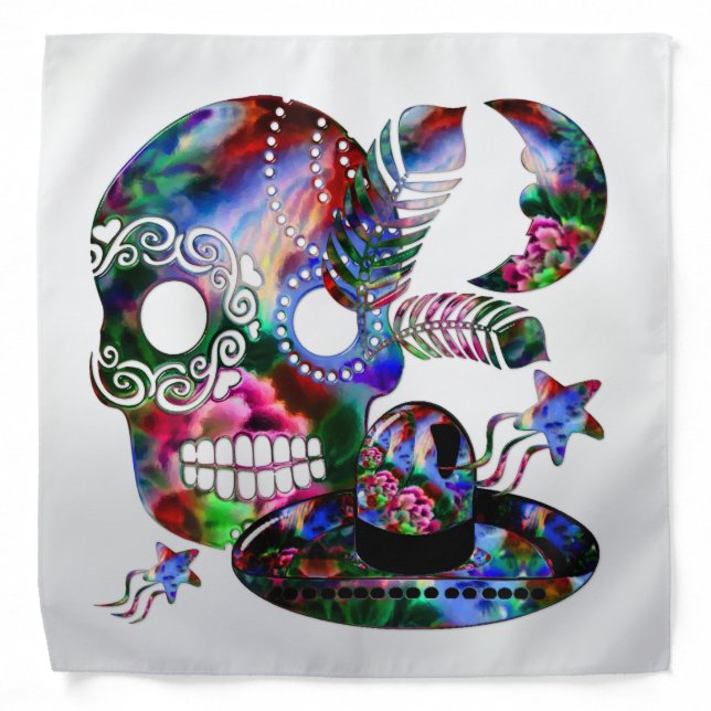 Sugarland Psychedelic Grinnin' Skull Mexicano Bandana (Front)
