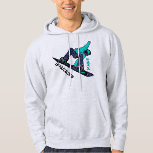 Sugarloaf Maine guys teal snowboarder hoodie