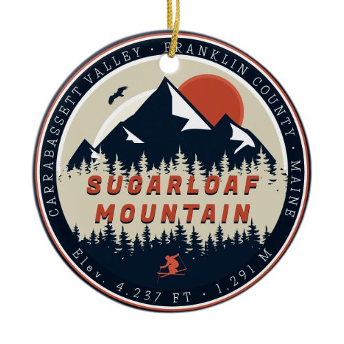 Sugarloaf Maine Mountain Retro Vintage 60s Ski Ceramic Ornament