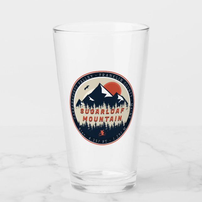 Sugarloaf Maine Mountain Retro Vintage 60s Ski Glass (Front)