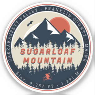Sugarloaf Maine Mountain Retro Vintage 60s Ski Sticker