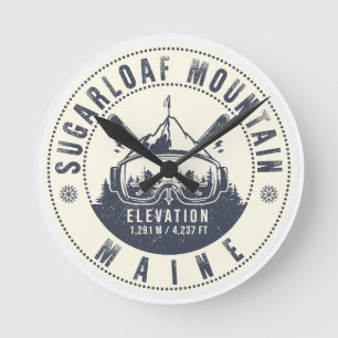 Sugarloaf Maine Mountain Vintage Ski Souvenir Round Clock