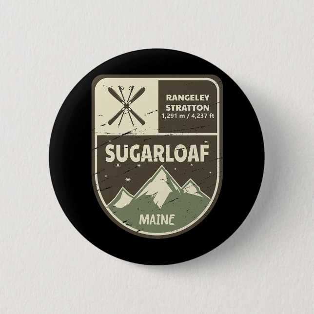 Sugarloaf Maine Skiing Vintage  Button (Front)