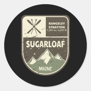 Sugarloaf Maine Skiing Vintage Classic Round Sticker