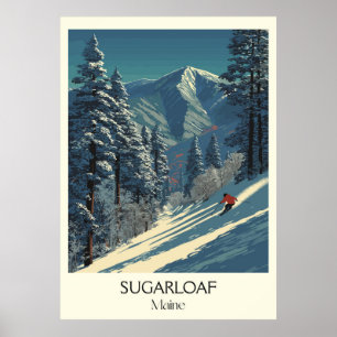 Sugarloaf Maine Vintage Ski Resort Mountain Art Poster