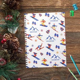 Sugarloaf Mountain Maine Ski Snowboard Pattern Notebook