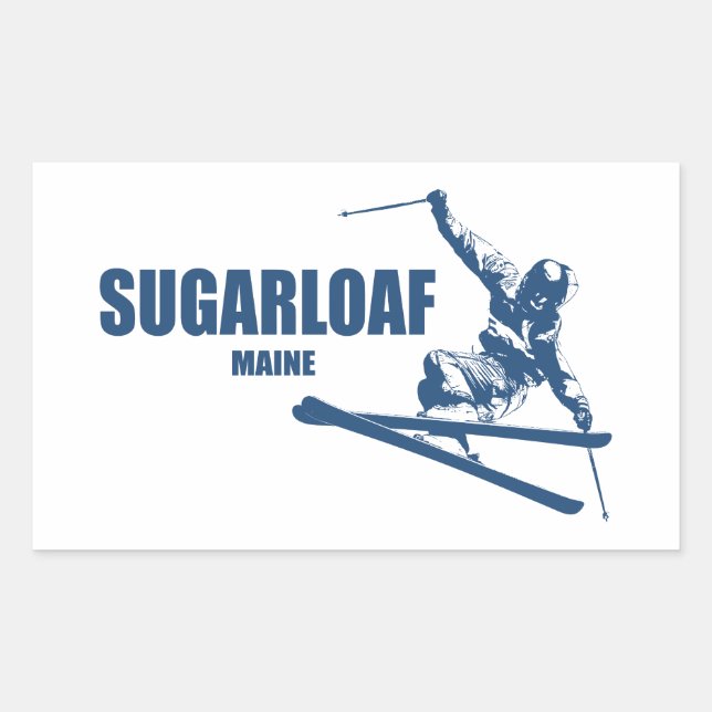 Sugarloaf Mountain Maine Skier Rectangular Sticker (Front)