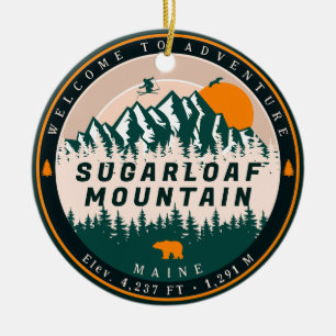 Sugarloaf Mountain Maine Skiing Sunset Souvenir Ceramic Ornament