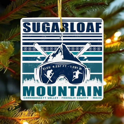 Sugarloaf Mountain Maine Vintage Skiing Souvenirs Ceramic Ornament