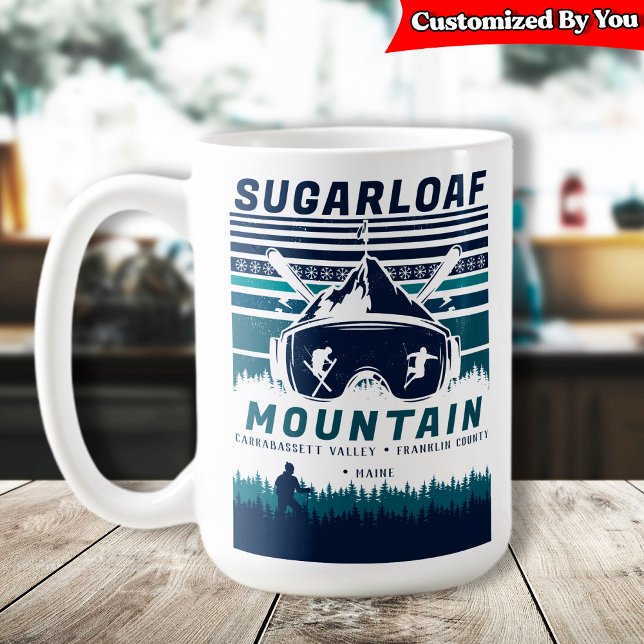 Sugarloaf Mountain Maine Vintage Skiing Souvenirs Coffee Mug (Creator Uploaded)