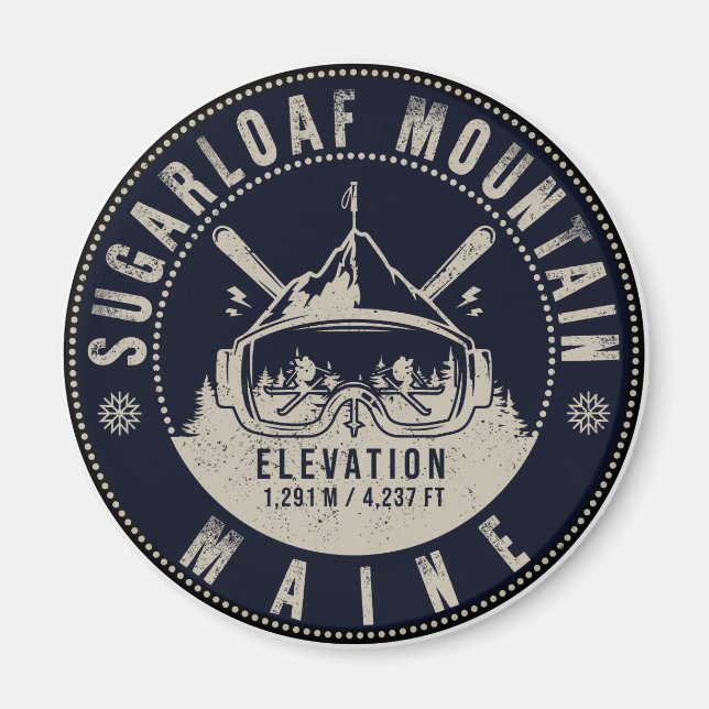 Sugarloaf Mountain Maine Vintage Skiing Souvenirs Magnet (Front)
