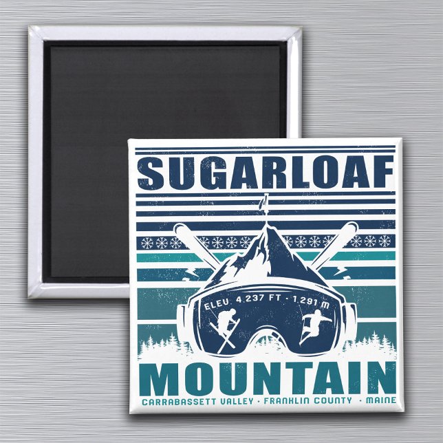 Sugarloaf Mountain Maine Vintage Skiing Souvenirs Magnet (Creator Uploaded)