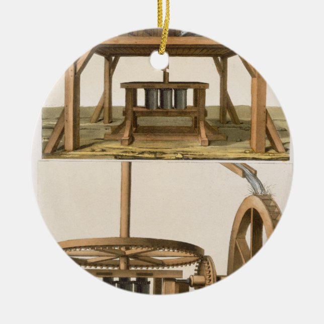 Sugarmills, Antilles (colour engraving) Ceramic Ornament (Front)