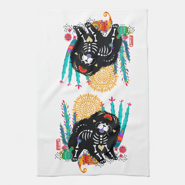 SUGARSKULL NIRVANA chow dog halloween  Kitchen Towel (Vertical)