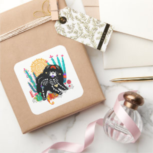 SUGARSKULL NIRVANA chow dog halloween  Square Sticker