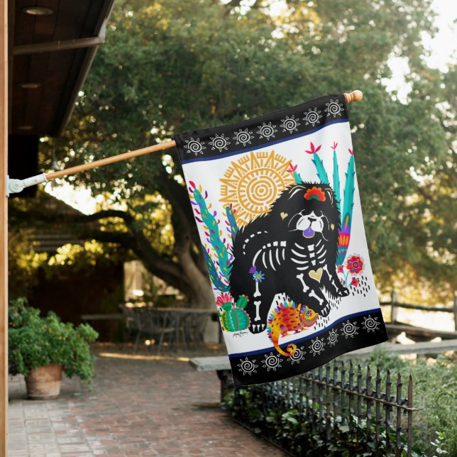 SUGARSKULL NIRVANA Chow Dog  House Flag (In SItu)