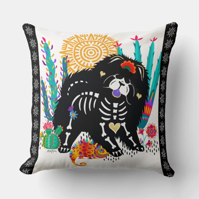 SUGARSKULL NIRVANA  Chow Dog Throw Pillow (Front)