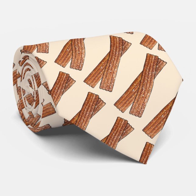Sugary Churro Fried Dough Pastries Churros Print Neck Tie (Rolled)