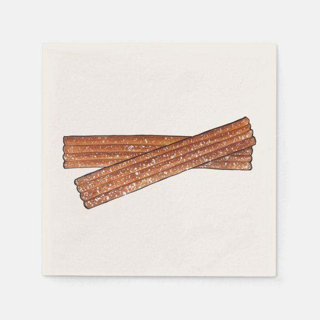 Sugary Churro Fried Dough Pastry Spanish Food Napkins (Front)