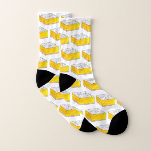 Sugary Lemon Square Bar Bake Sale Pastry Socks